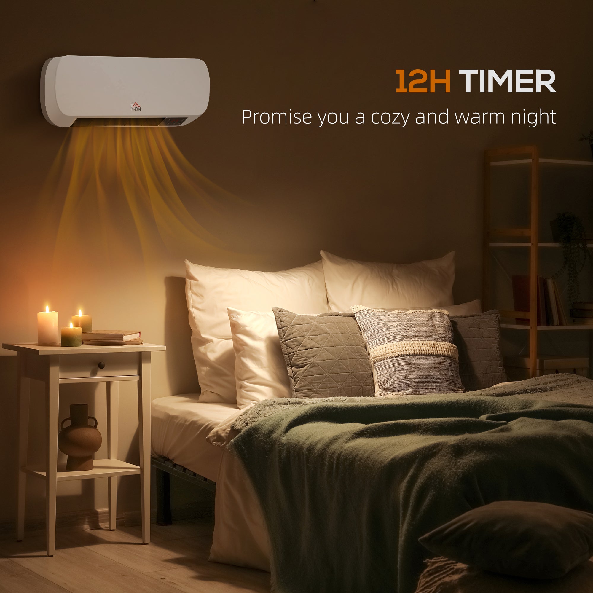HOMCOM 2000W Wall Mounted Ceramic Space Heater, 10-49Â°C Temperature, White