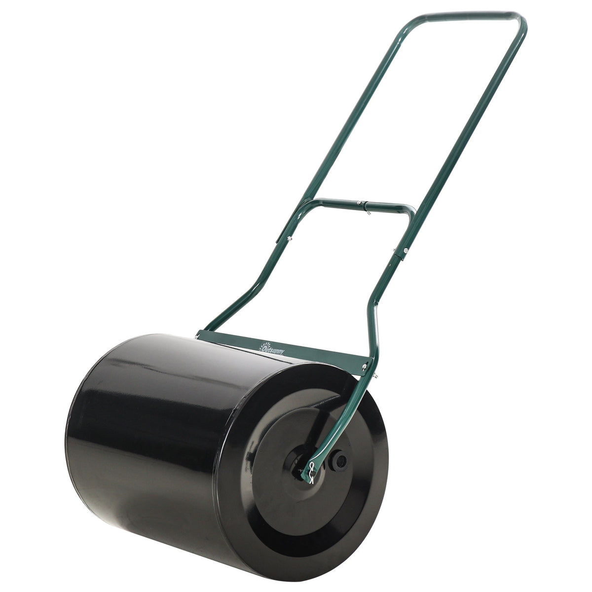 Outsunny 50cm Steel Garden Lawn Roller Push Pull w/ Fillable Cylinder Water Sand Plug Lawn Flatten Seed Sow Rolling Drum w/ Handle