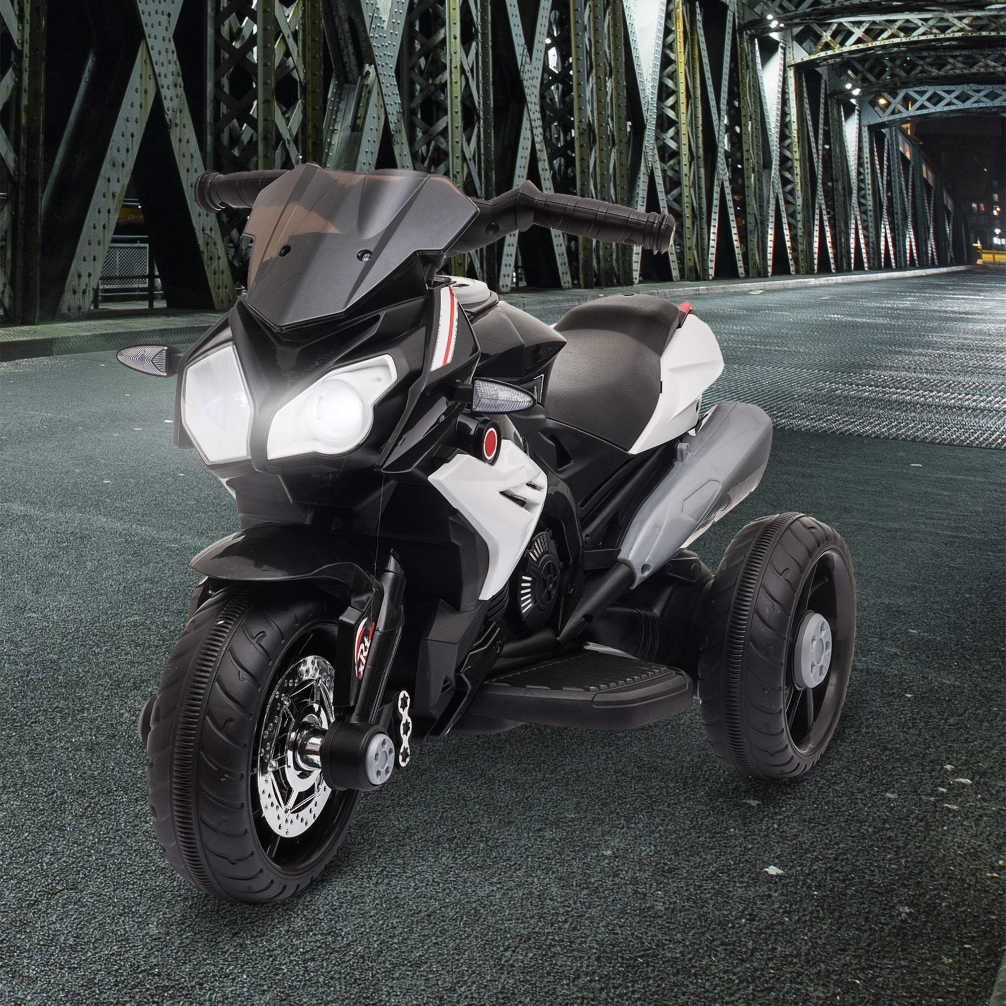 HOMCOM Kids Electric Motorcycle Ride-On Toy, with Three Wheels, Music, Horn, Lights