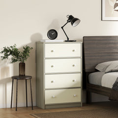 HOMCOM Chest of Drawers, Dresser with 4 Fabric Drawers - White and Grey