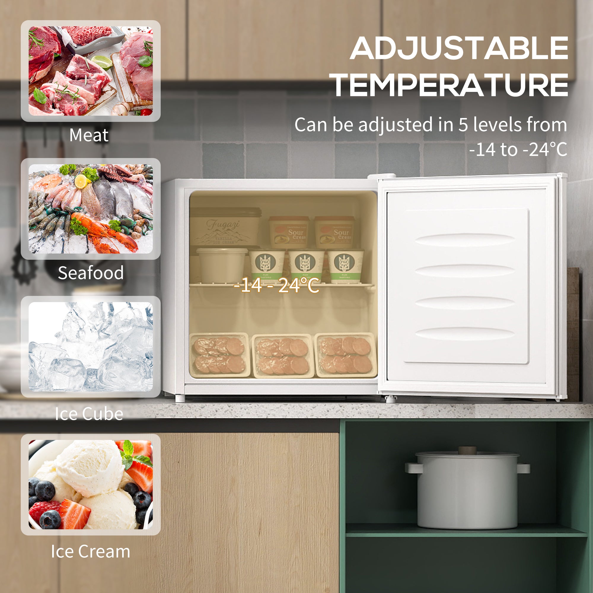 HOMCOM 35L Mini Freezer, -24√¢‚Äû∆í to -14√¢‚Äû∆í Temperature - White
