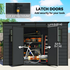 Outsunny 10 x 6 ft Resin Garden Shed, Outdoor Storage Shed with Floor, Windows, Lockable Doors and Vents, Dark Grey