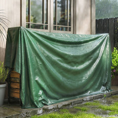 Outsunny 3 x 4m Waterproof Tarpaulin, 90GSM Tear-Resistant PE Tarp with Reinforced Grommets, UV Protected Cover