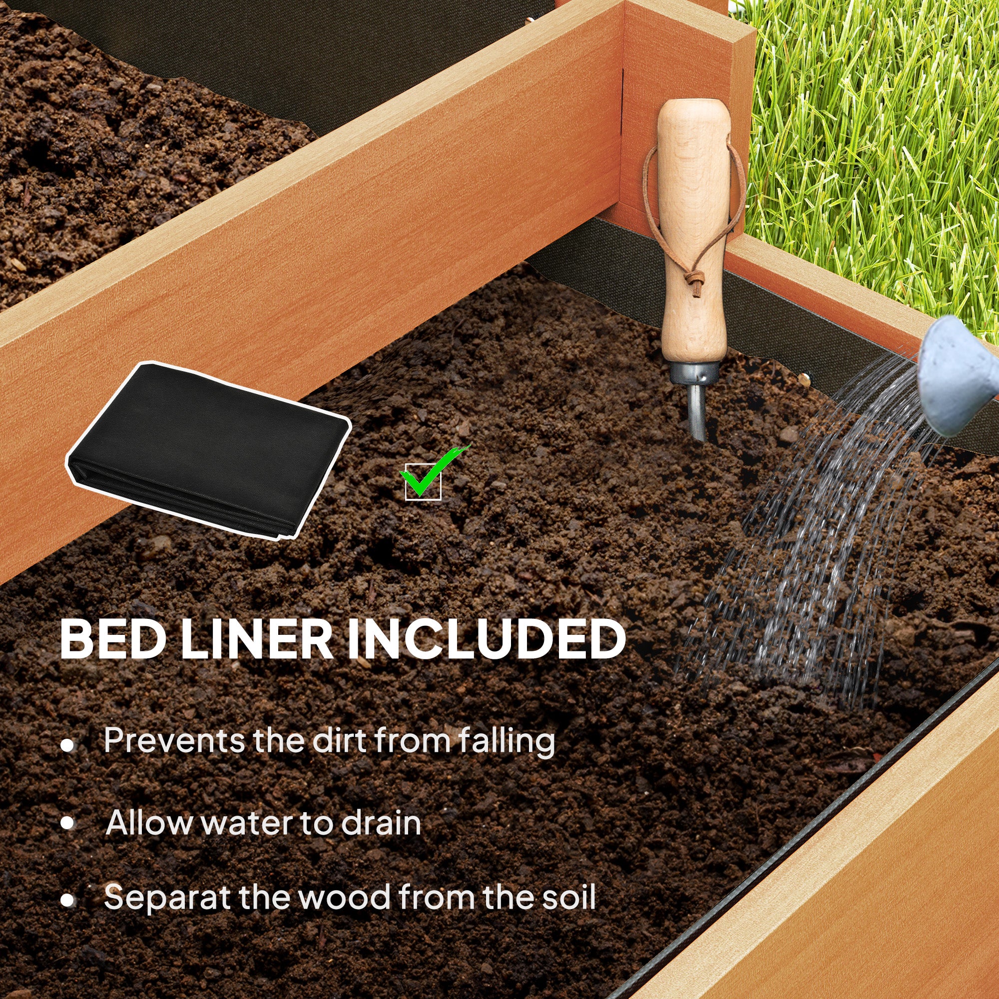 Outsunny 3 Tier Garden Planters with Trellis for Vine Climbing, Wooden Raised Beds, 95x95x110cm, Brown