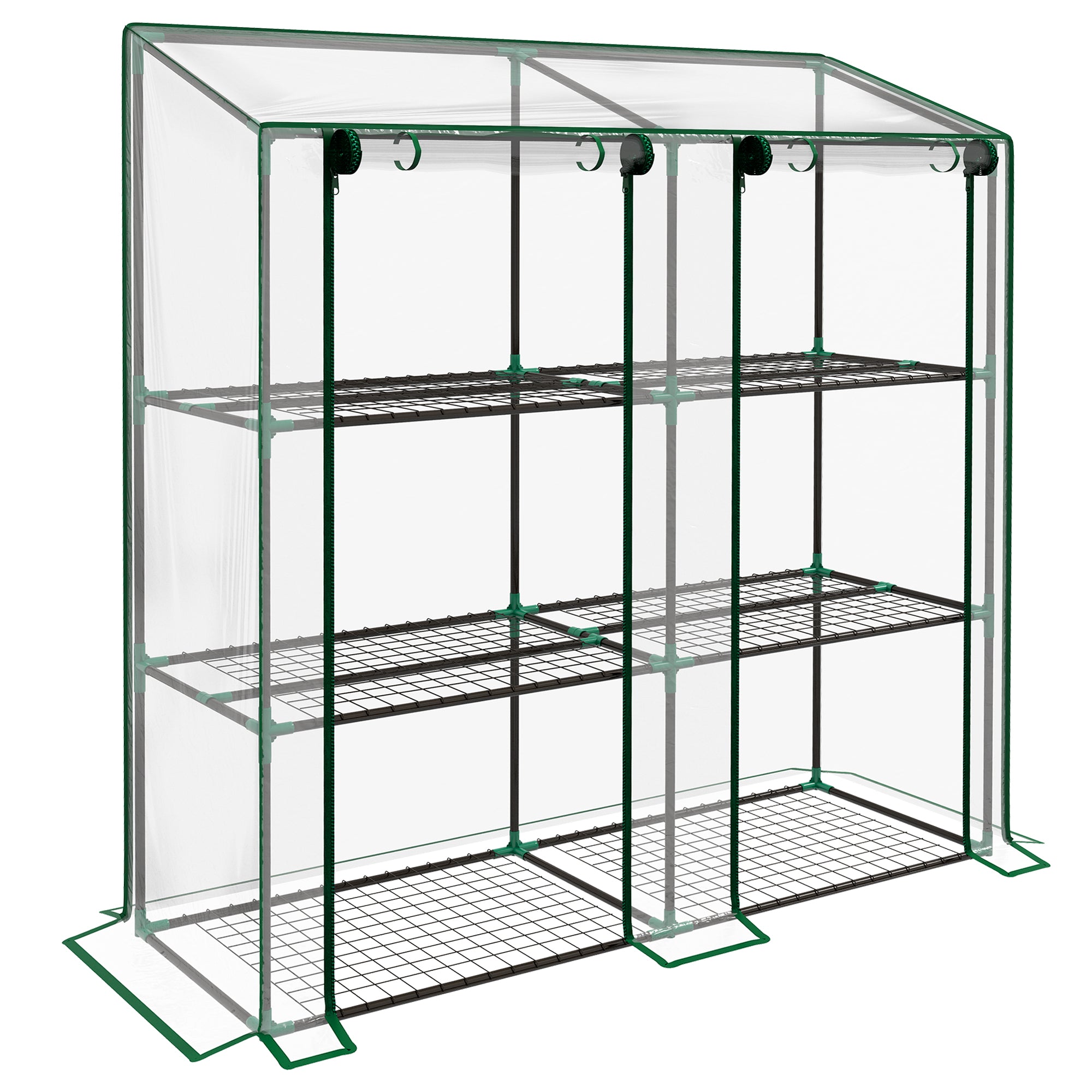 Outsunny 46 x 143cm Mini Lean-To Greenhouse, with Three Inner Shelves