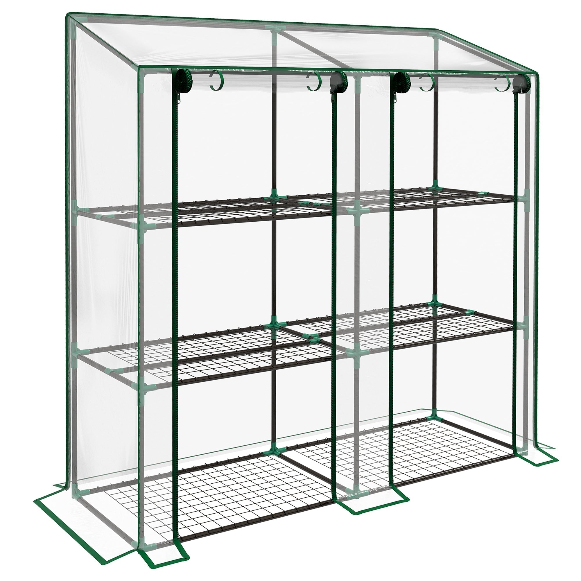 Outsunny 46 x 143cm Mini Lean-To Greenhouse, with Three Inner Shelves