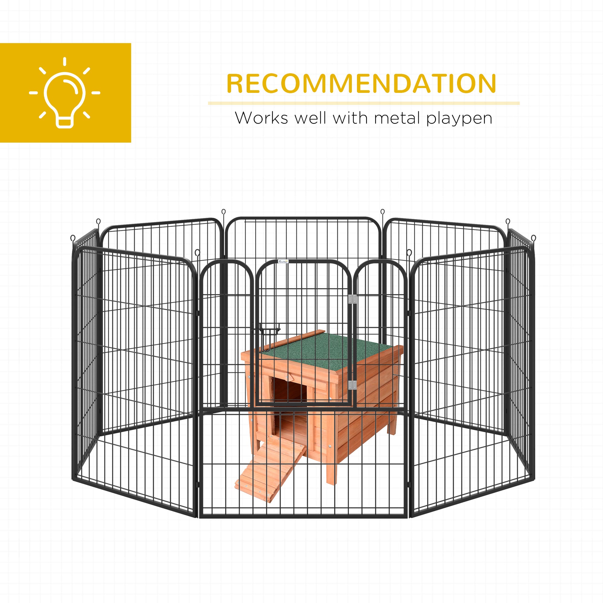 PawHut Wooden Rabbit Hutch Outdoor, Guinea Pig Hutch, Rabbit Hideaway, Cat House, Bunny Cage Small Animal House 51 x 42 x 43 cm, Natural