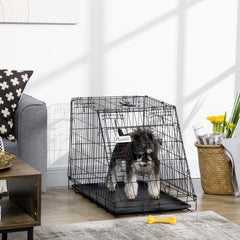 Pawhut Trapeze Collapsible Dog Pet Travel Box Cage Removable Tray 78 x 47 x 55cm