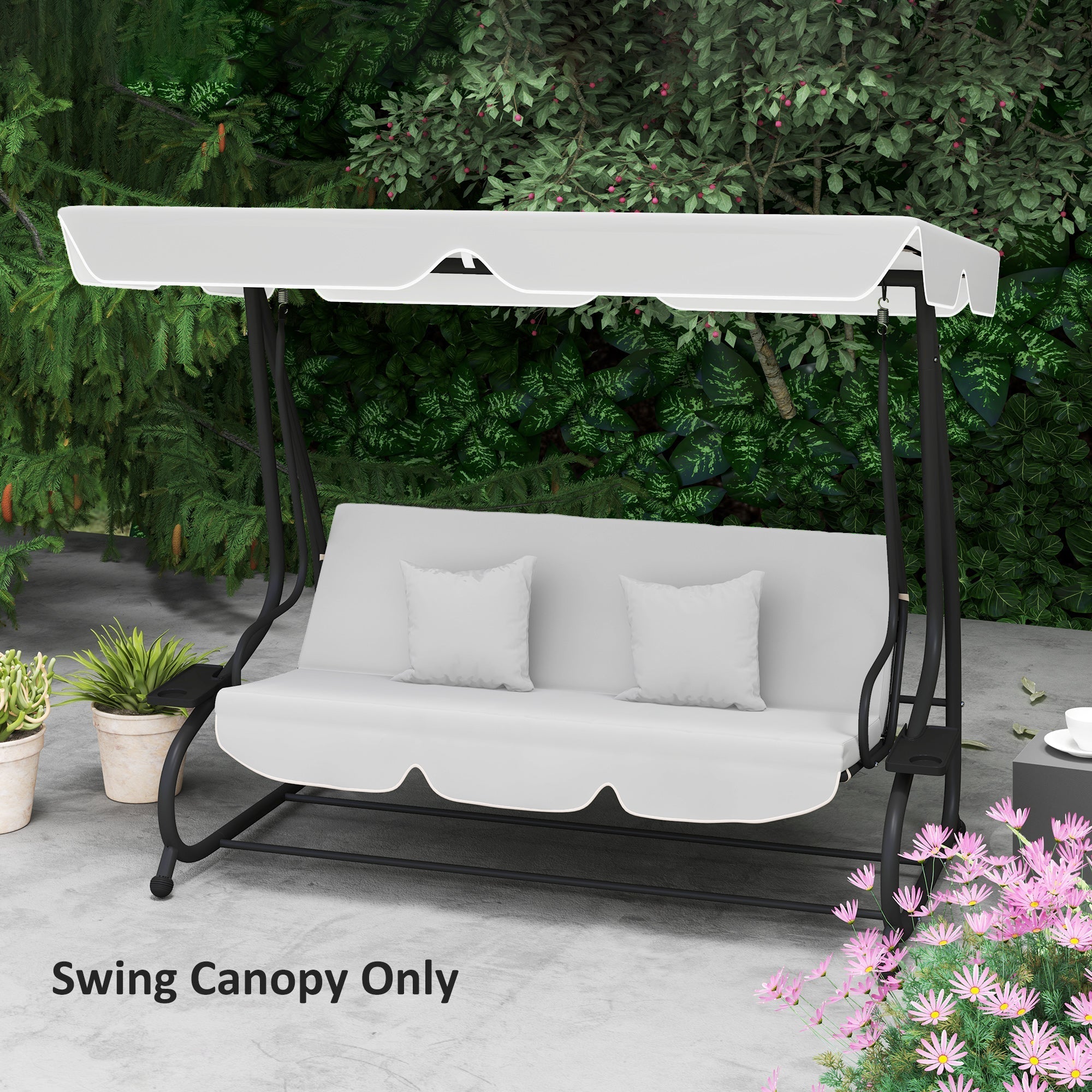 Outsunny 145 x 200Wcm Swing Chair Canopy Replacement - Light Grey