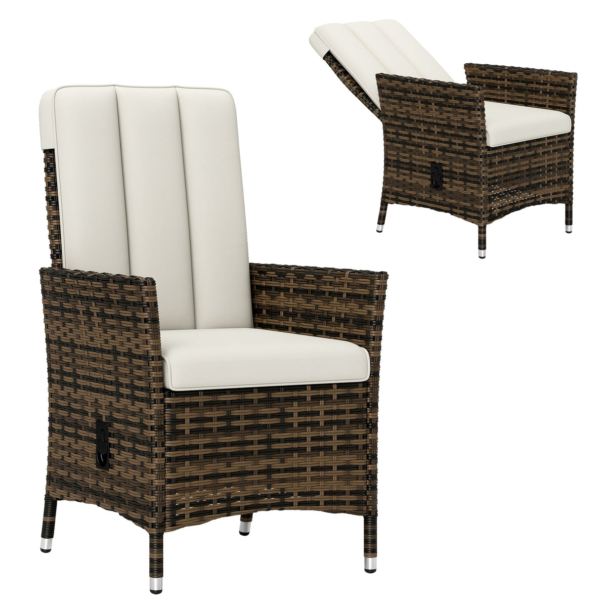 Outsunny 105°-150° Reclining Rattan Chair - Cream
