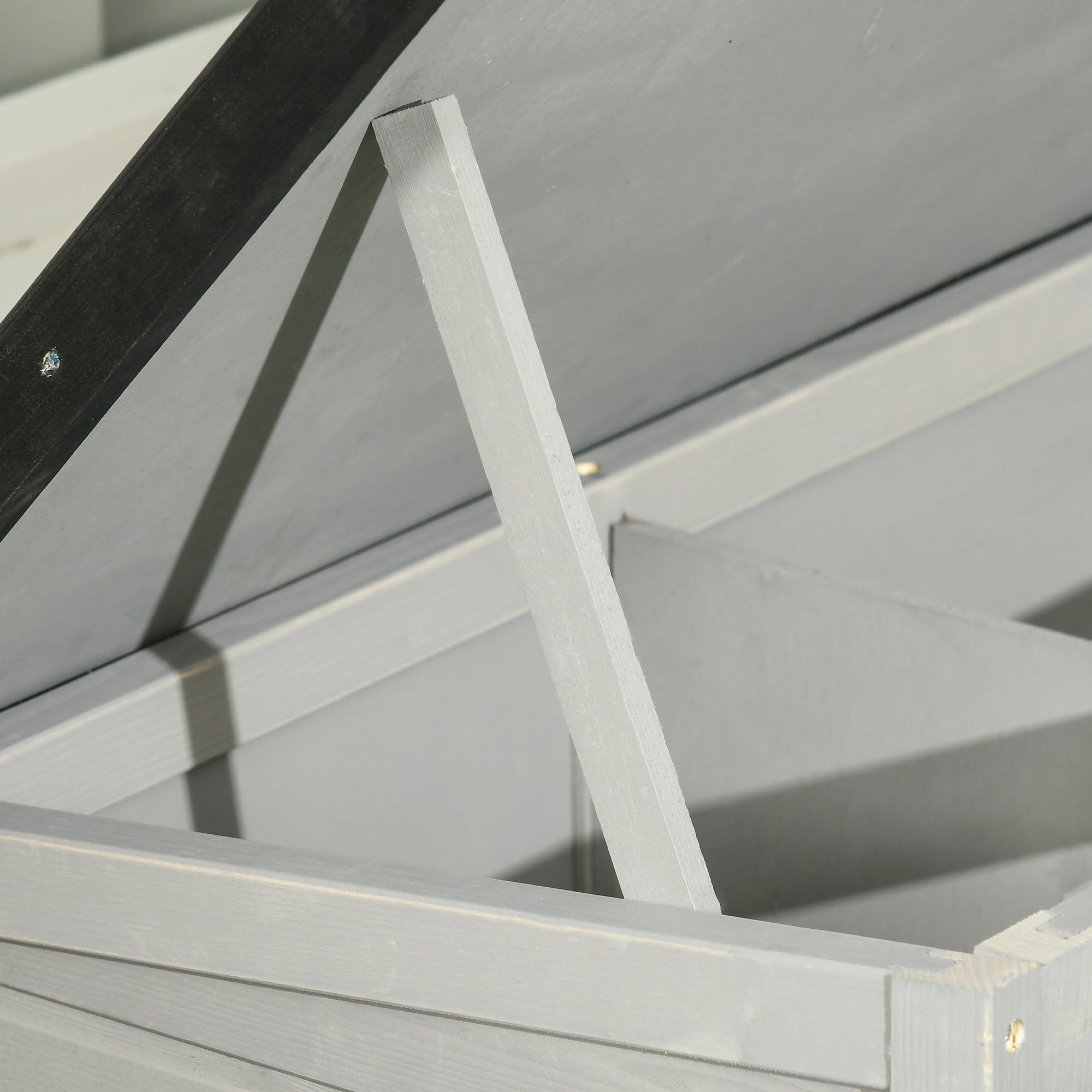 PawHut Wooden Guinea Pig Hutch, Small Animal Cage with Slide-out Tray, Openable Asphalt Roof, 84 x 43 x 70cm, Grey