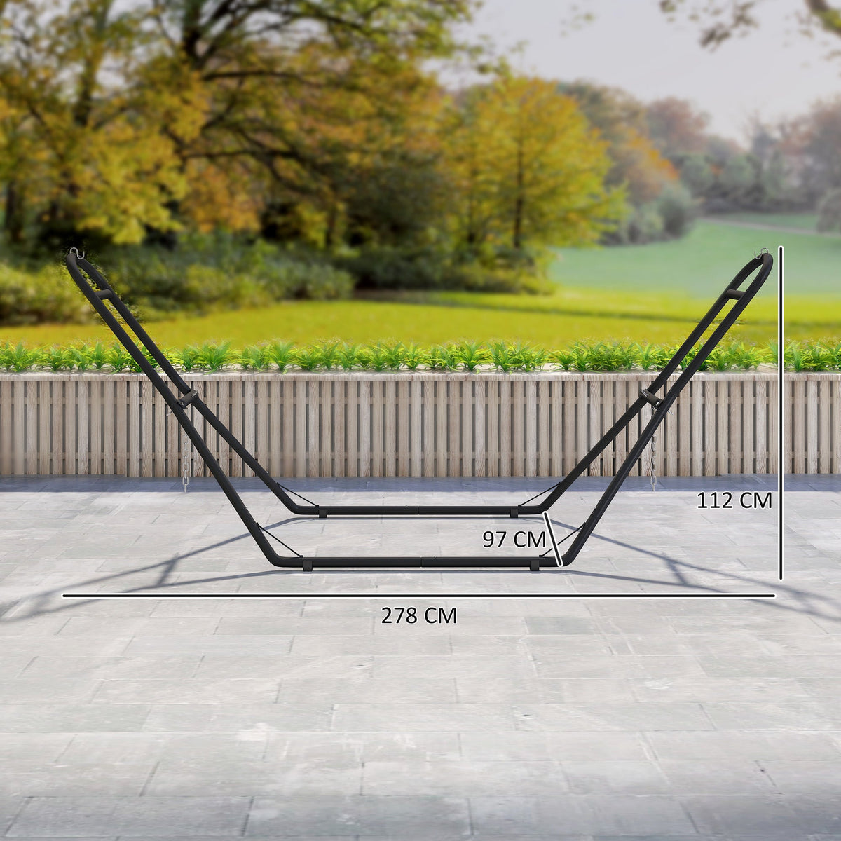 Outsunny 9ft Hammock Stand Adjustable Hammock Frame with Non-Slip Feet for Indoor Outdoor, 250 kg Capacity, Black