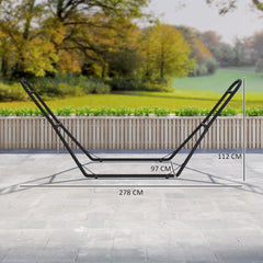 Outsunny 9ft Hammock Stand Adjustable Hammock Frame with Non-Slip Feet for Indoor Outdoor, 250 kg Capacity, Black