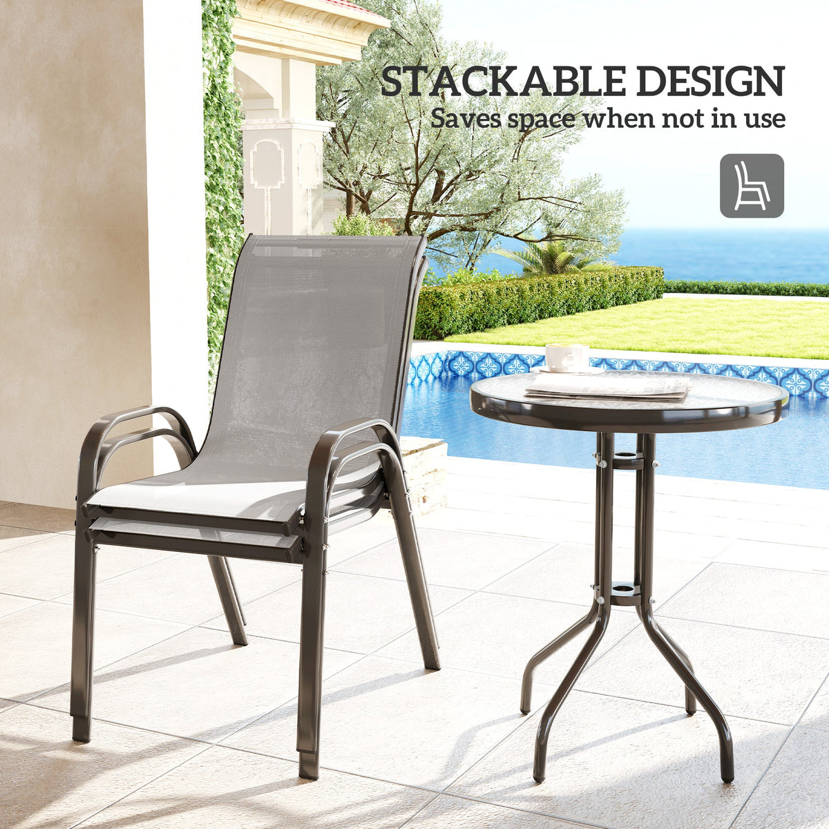 Outsunny Three-Piece Outdoor Garden Set - Light Grey - product image 5
