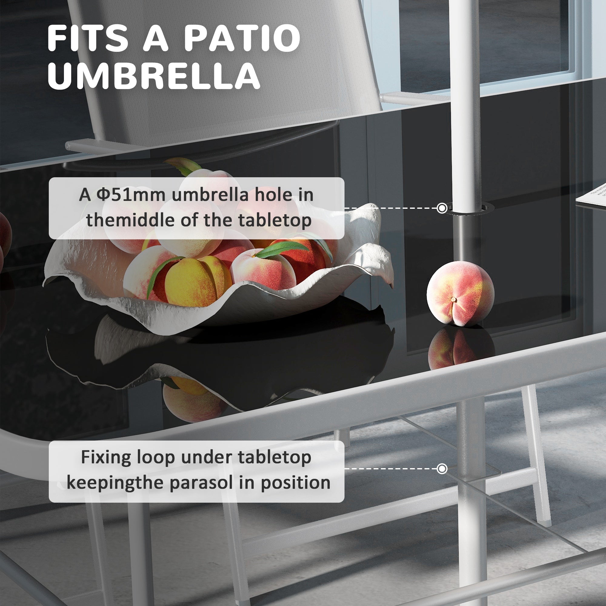 Outsunny Eight-Piece Garden Dining Set, with Chairs, Table and Parasol - Grey