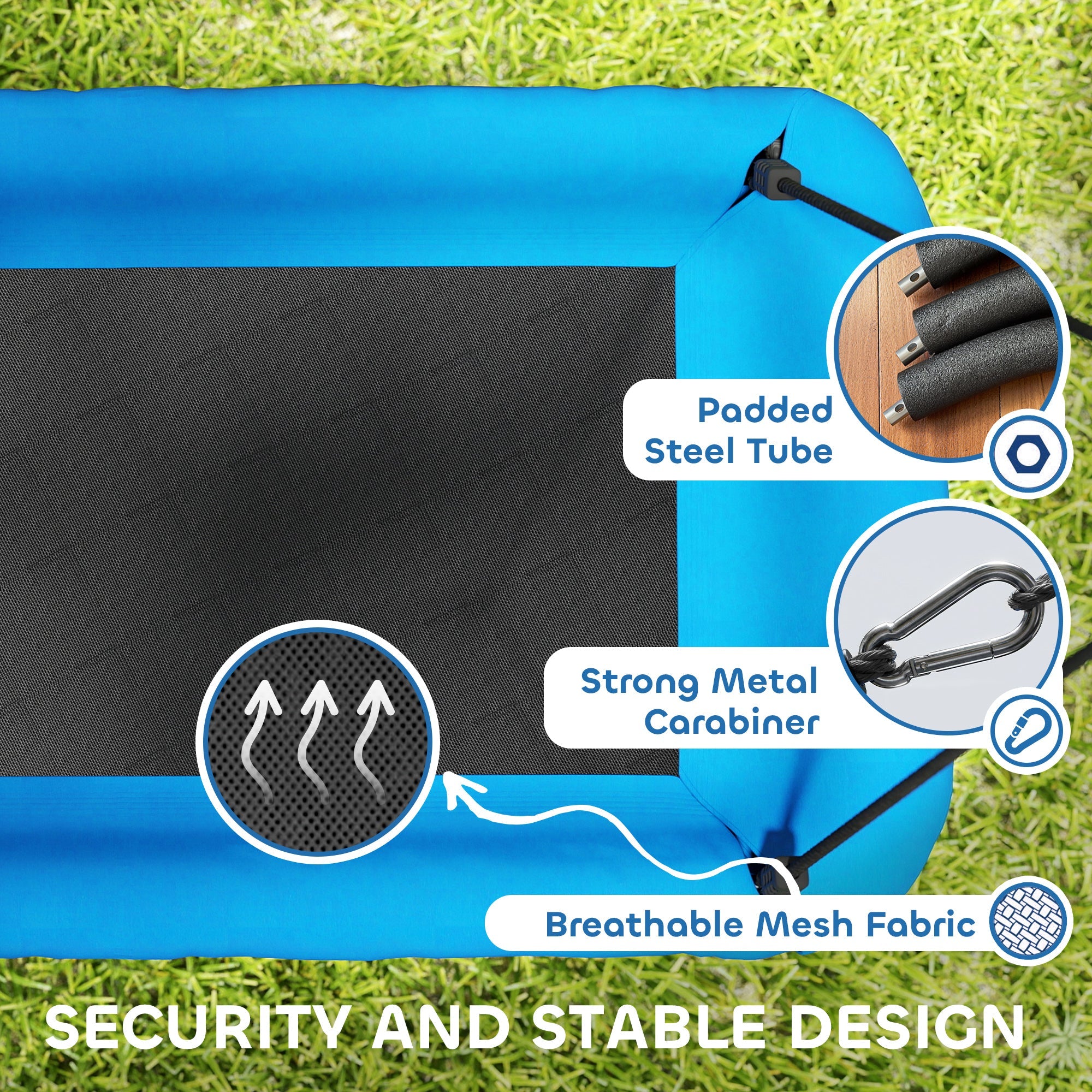 AIYAPLAY Nest Swing with Adjustable Ropes and Tree Straps, Basket Swing for Kids, 300KG Capacity for Indoor Outdoor, Blue