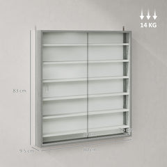 HOMCOM Six Shelf Display Cabinet, with Glass Doors - Graphite Wood Effect