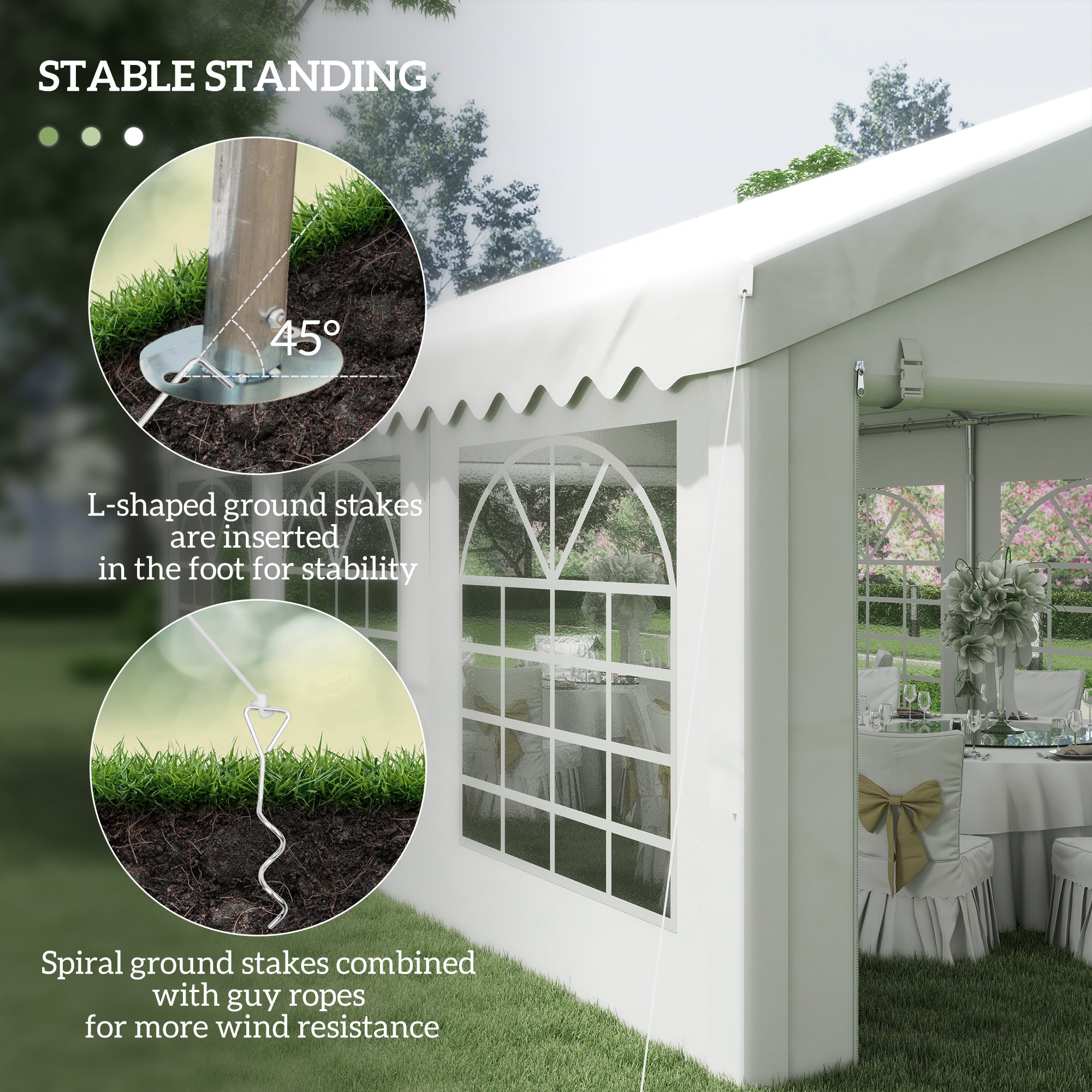 Outsunny 6m x 4m Heavy Duty Garden Gazebo, Galvanised Marquee Party Tent with Removable Sides and Windows for Parties, Wedding and Events, White