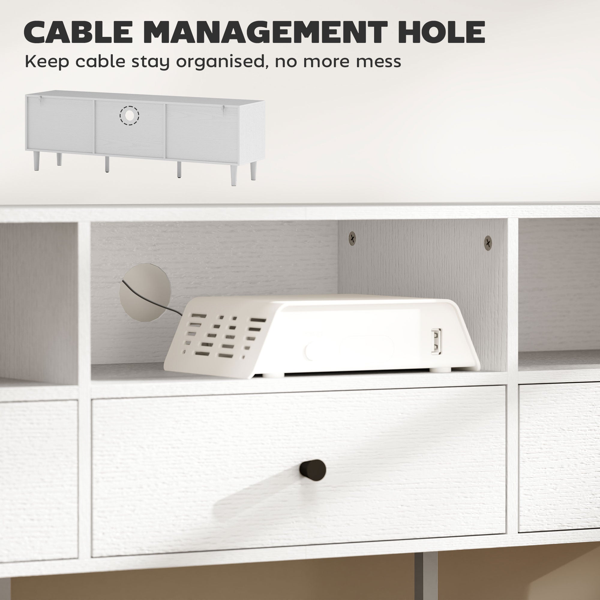 HOMCOM Multi-Storage Minimal TV Stand - White