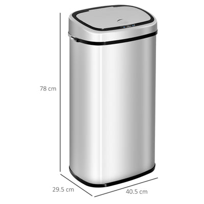 68L Sensor Dustbin Stainless Steel Automatic Kitchen Waste Bin Silver