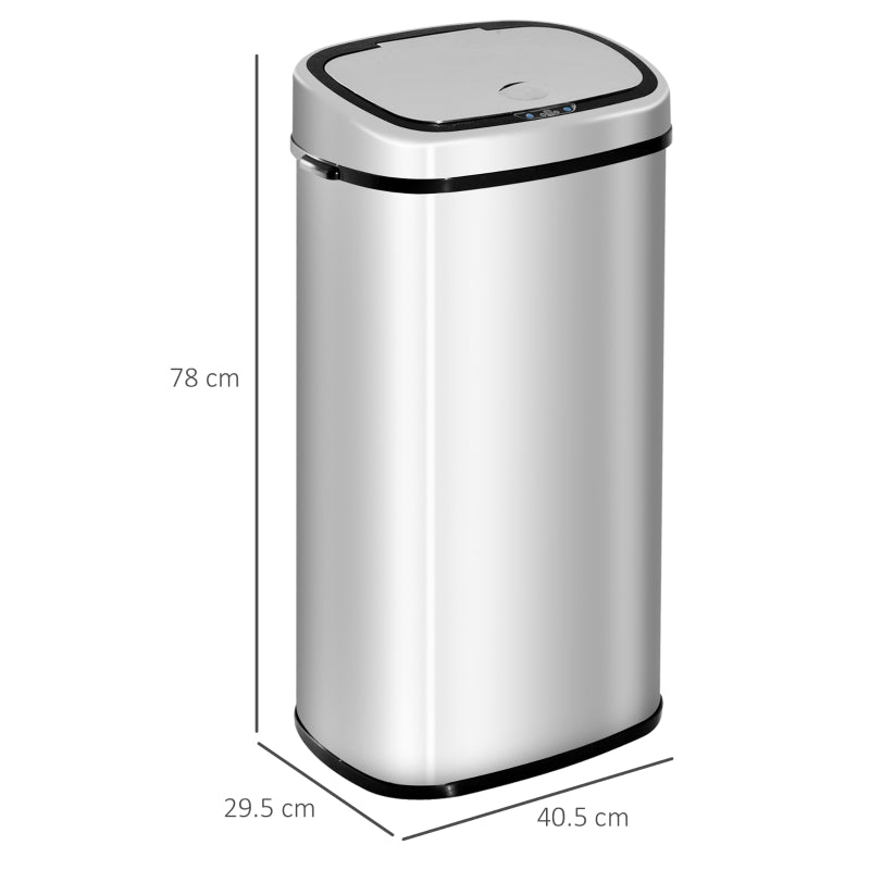 68L Sensor Dustbin Stainless Steel Automatic Kitchen Waste Bin Silver