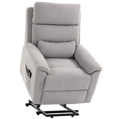 HOMCOM Power lift recliner chair with Massage and Heat, Terry Cloth Electric Lift Chair with Spring Cushion, Light Grey
