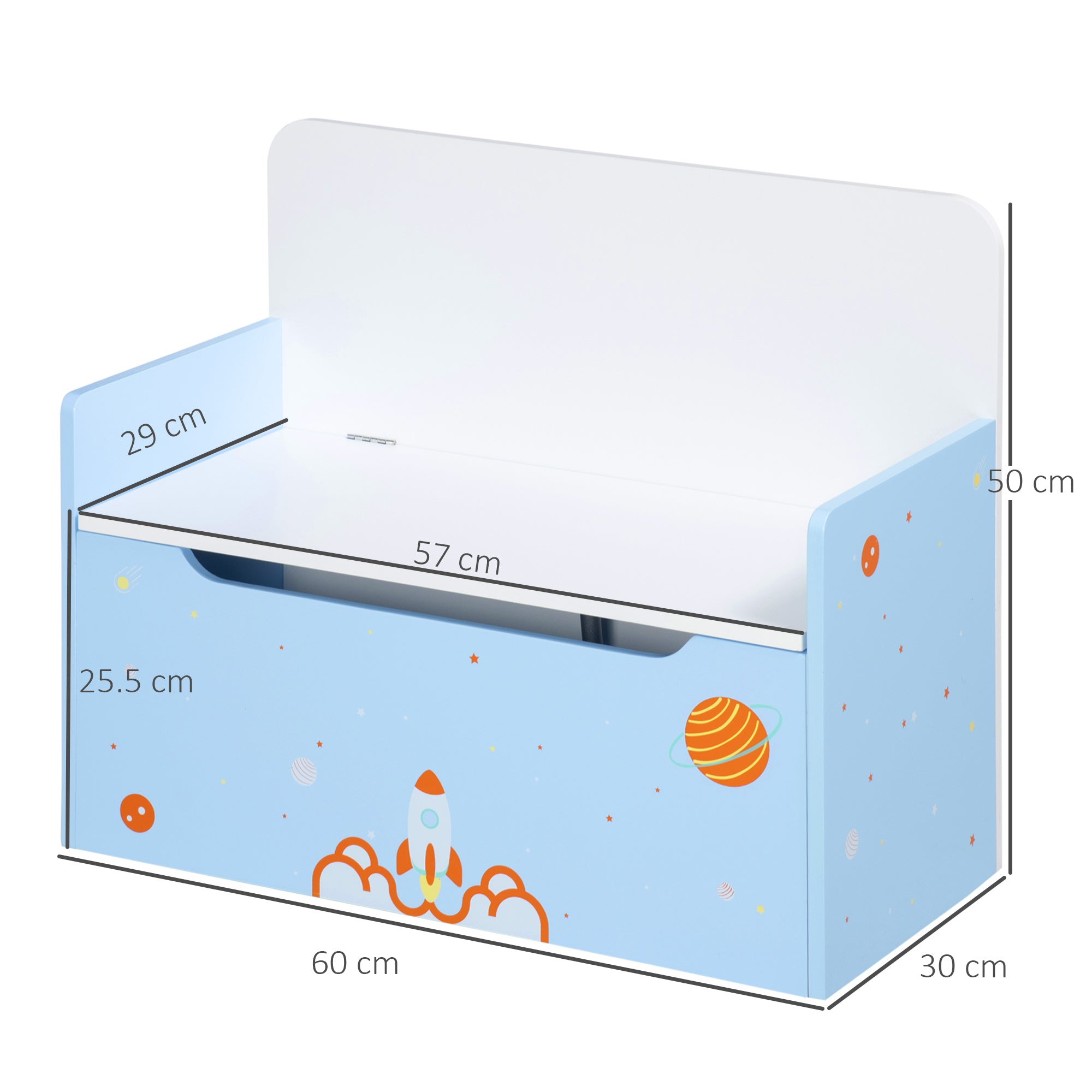 ZONEKIZ 2 In 1 Kids Storage Bench, Toy Box w/ Safety Rod - Blue