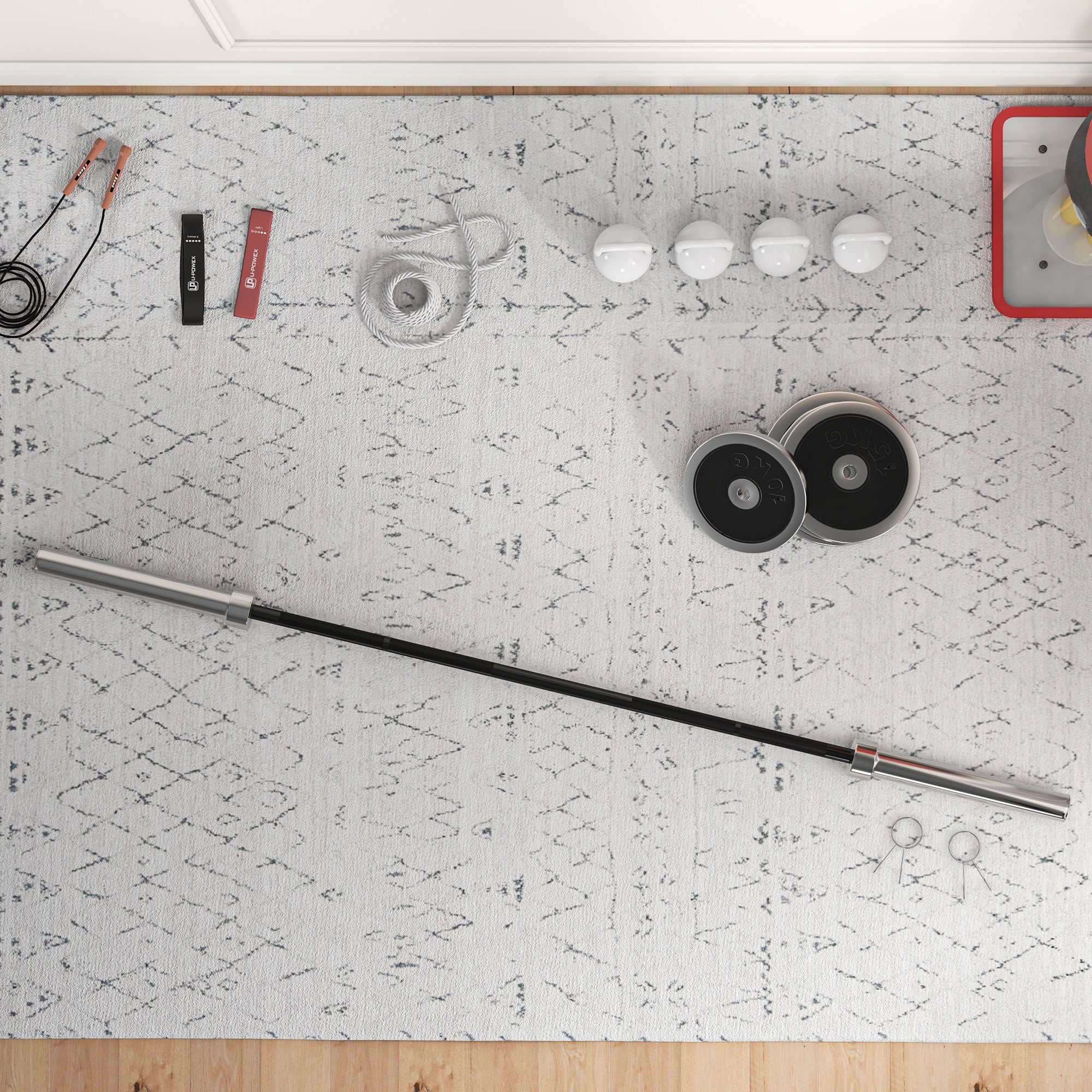 SPORTNOW 210cm Olympic Barbell Bar for 5cm Weight Plates, with Spring Clips, 19kg