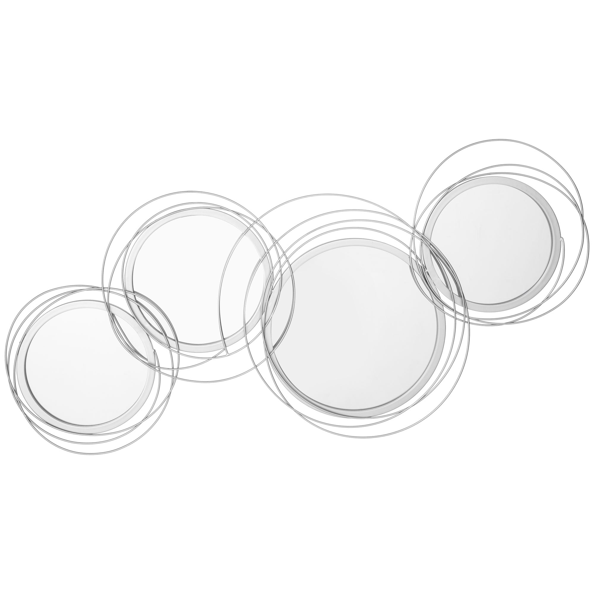 HOMCOM Metal Wall Mirrors, 107cm Modern Decorative Silver Mirror Decor Hanging, Home Wall Sculptures for Living Room Bedroom Dining Room