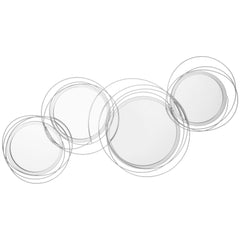 HOMCOM Metal Wall Mirrors, 107cm Modern Decorative Silver Mirror Decor Hanging, Home Wall Sculptures for Living Room Bedroom Dining Room