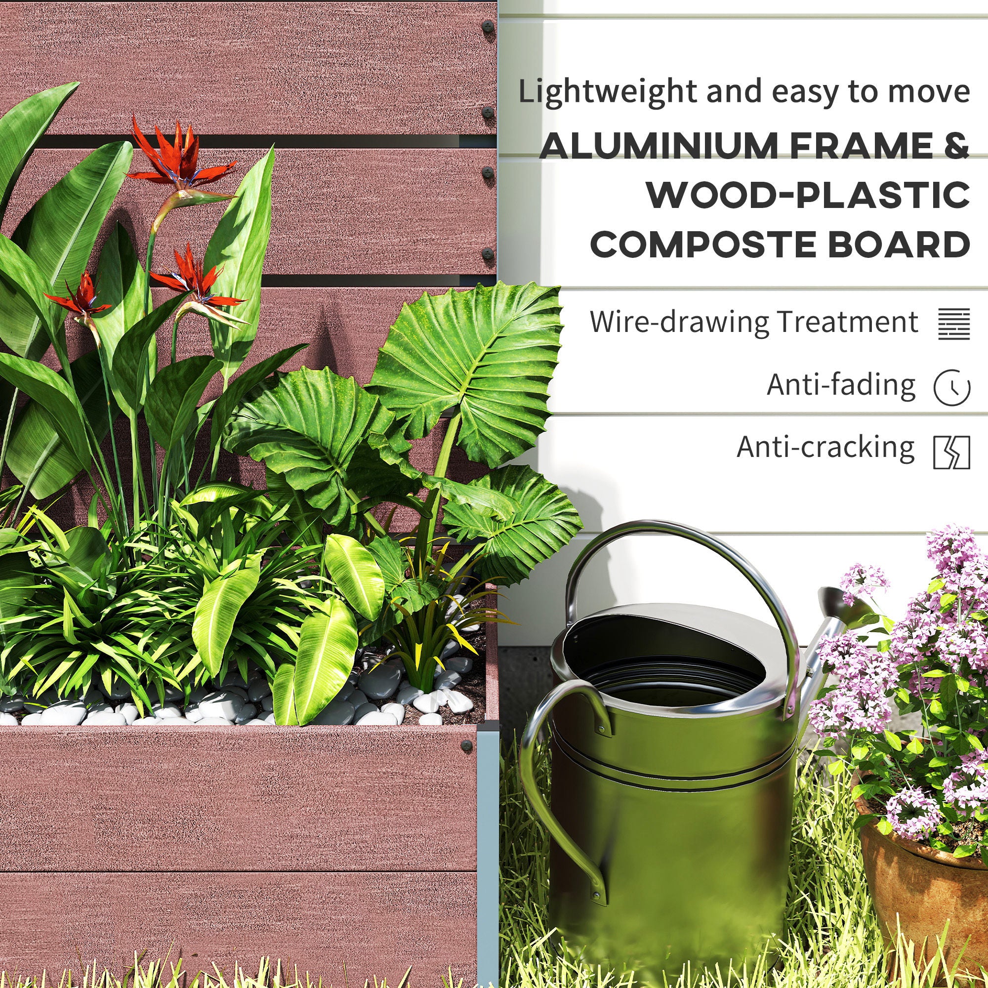 Outsunny 34 x 69.5cm Garden Planter Box, with Back Trellis, Brown