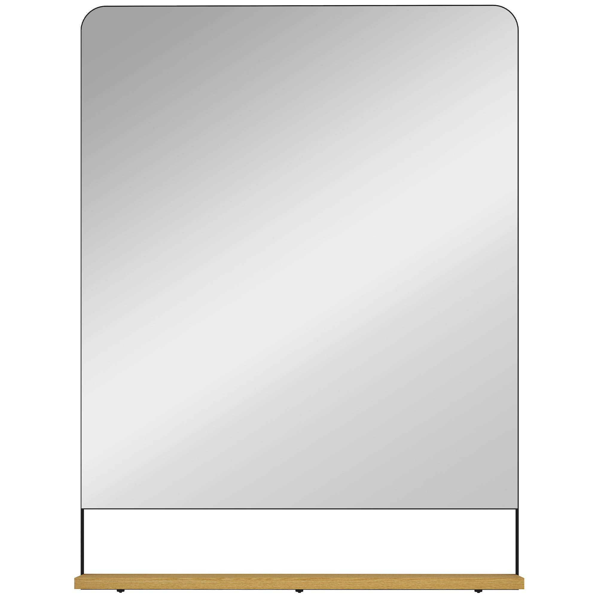 HOMCOM Wall Mirror with Wood Shelf - Black