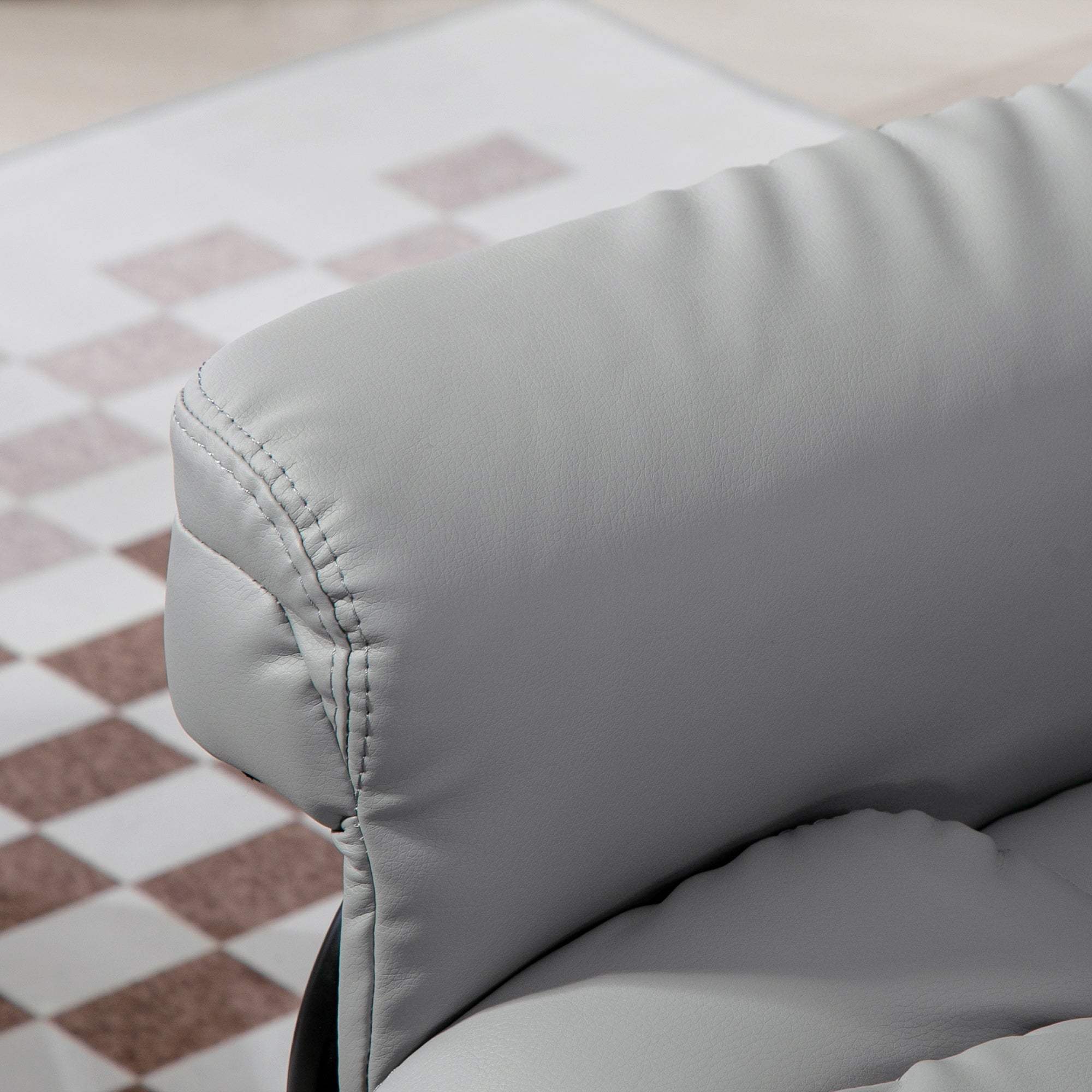 HOMCOM 360√Ç¬∞ Swivel Recliner Chair with Footstool, PU Leather Manual Recliner Armchair with Solid Wood Base, Upholstered Reclining Chair for Living Room, Bedroom, Office, Light Grey