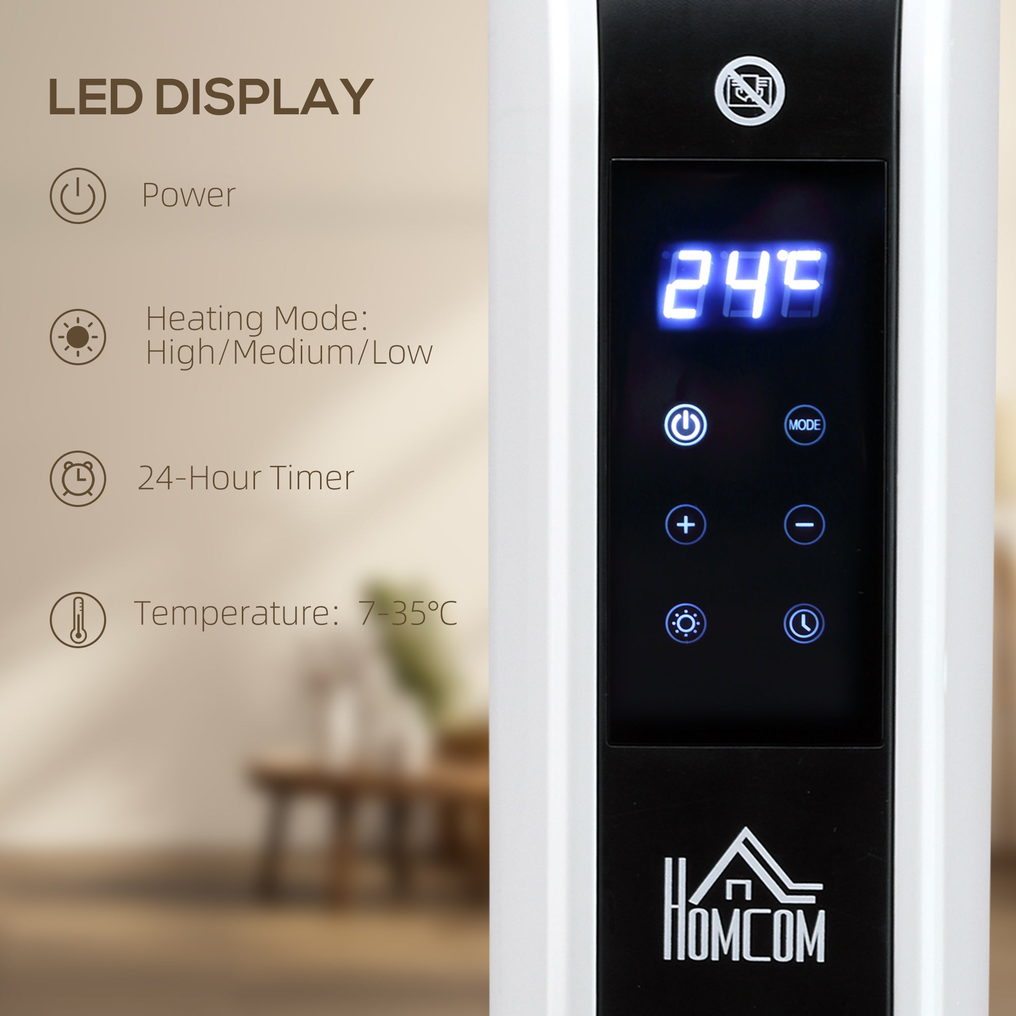 HOMCOM Three-Mode Modern Slimline Heater, 7-35√¢‚Äû∆í Temperature