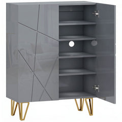 HOMCOM Narrow Shoe Storage Cabinet with Soft-Close Hinges and Adjustable Shelves for 15-20 Pairs of Shoes, Grey