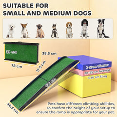 PawHut Foldable Dog Ramp with Artificial Anti-slip Surface, Portable & Lightweight, for Cars, Home, 155 x 38.5 x 15.5 cm