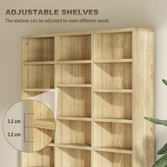 HOMCOM CD Storage Unit with Adjustable Shelves, 102 x 195 cm, Oak Tone