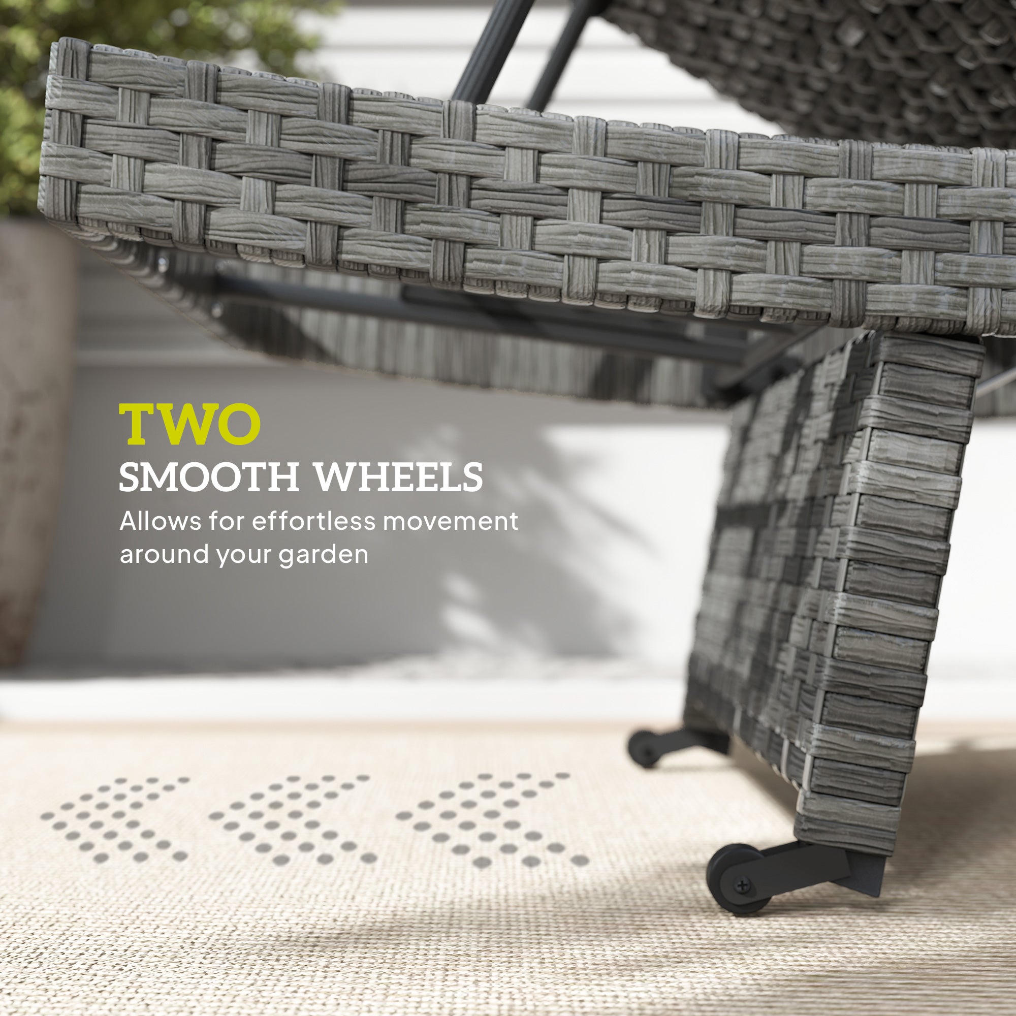 Outsunny Outdoor PE Rattan Sun Lounger, Folding Wicker Garden Lounger Recliner with 4-Level Adjustable Backrest, Rolling Sunbed Lounge Chair with Wheels, Non-Slip Legs for Balcony, Beach, Mixed-grey