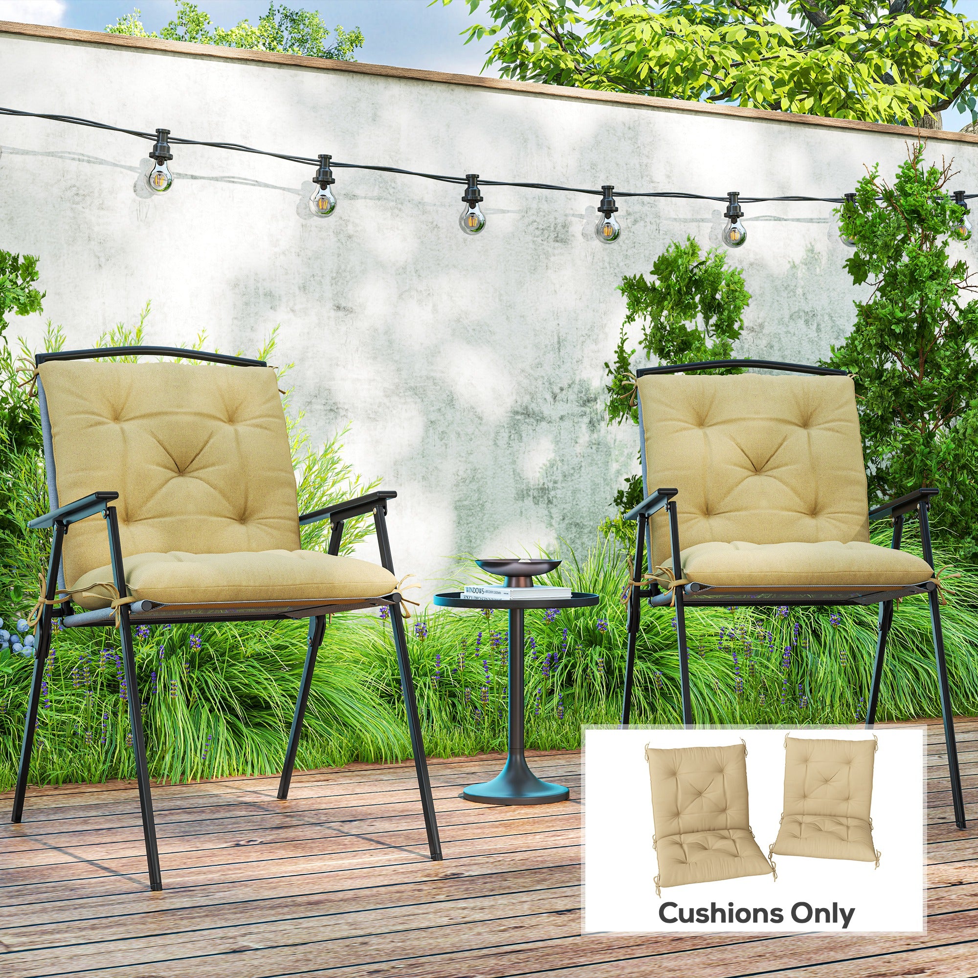 Outsunny Set of Two Outdoor Seat Cushions - Khaki