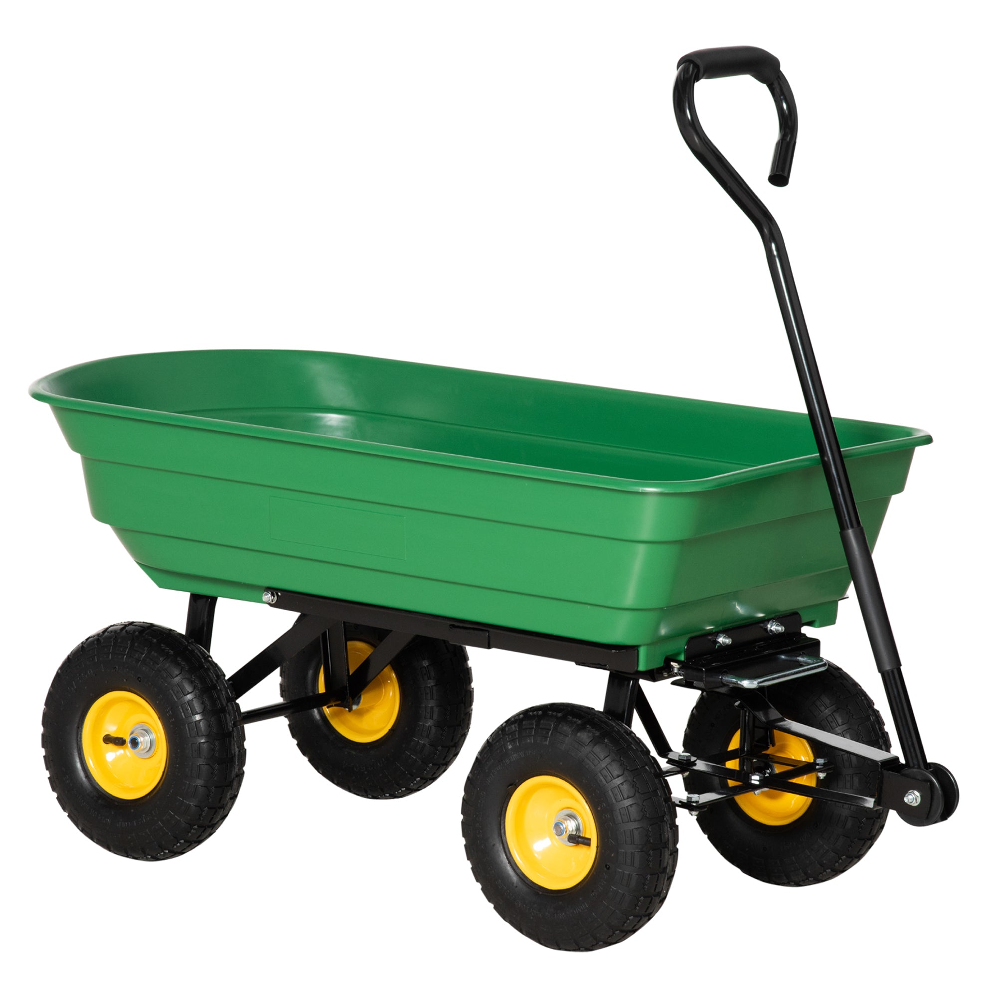 Outsunny 75 Litre Large Garden Cart, Tipping Wheelbarrows Heavy Duty Garden Dump Trolley 200kg Capacity for Festivals, Tools, Plants, Logs - Green