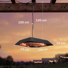 Outsunny 2000W Electric Hanging Patio Heater Ceiling Mounted Halogen Heating Indoor Outdoor with Remote Control Aluminium