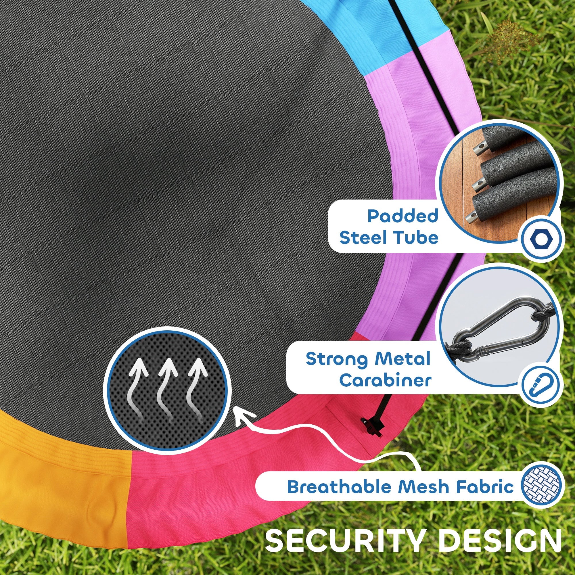 AIYAPLAY Tree Swing Seat, 120cm Kids Saucer Swing with Adjustable Ropes and Tree Straps, 300kg Capacity, Multicolour