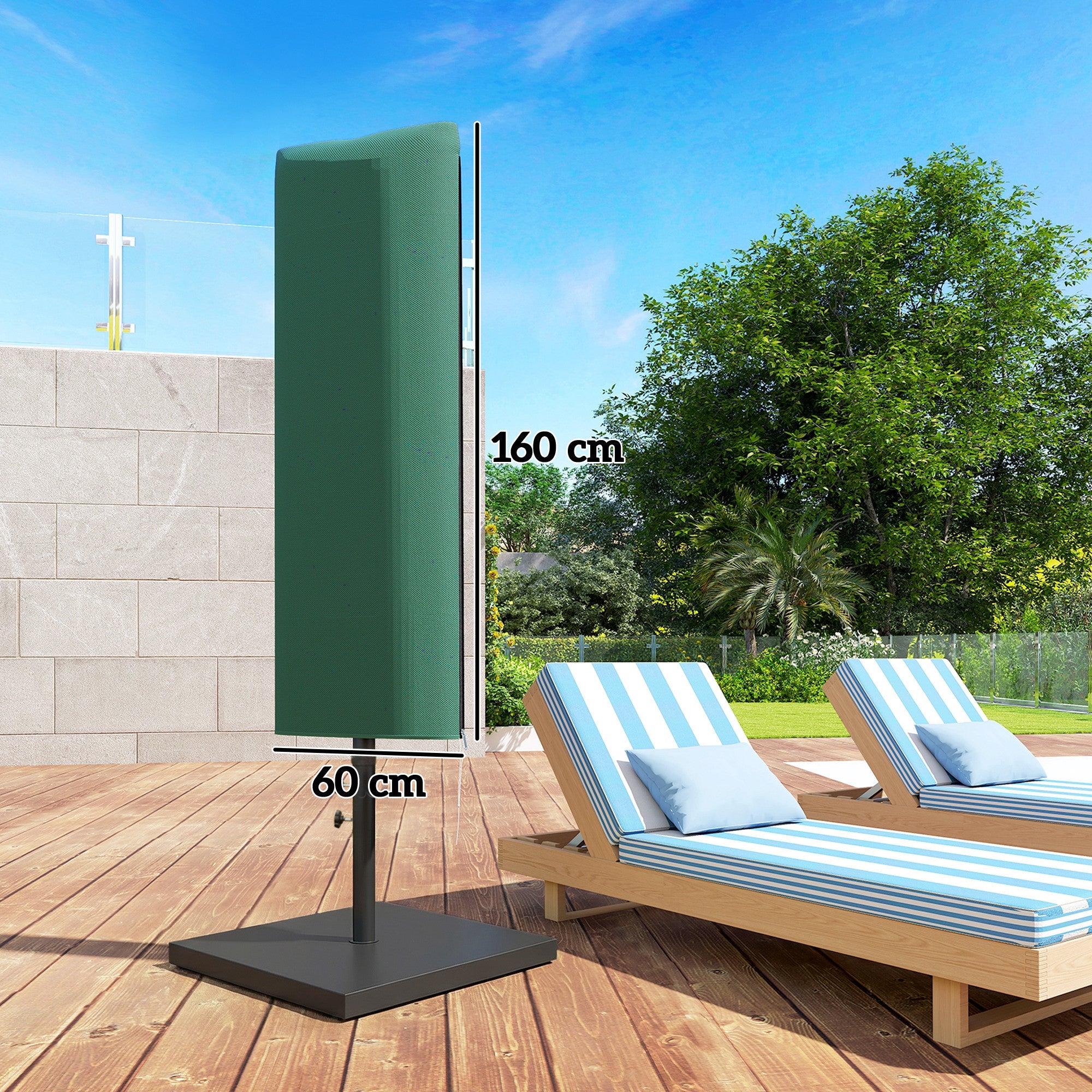 Outsunny Garden Parasol Cover, Outdoor Patio Umbrella Protector Weatherproof Garden Patio for 2-4m Parasol, Dark Green