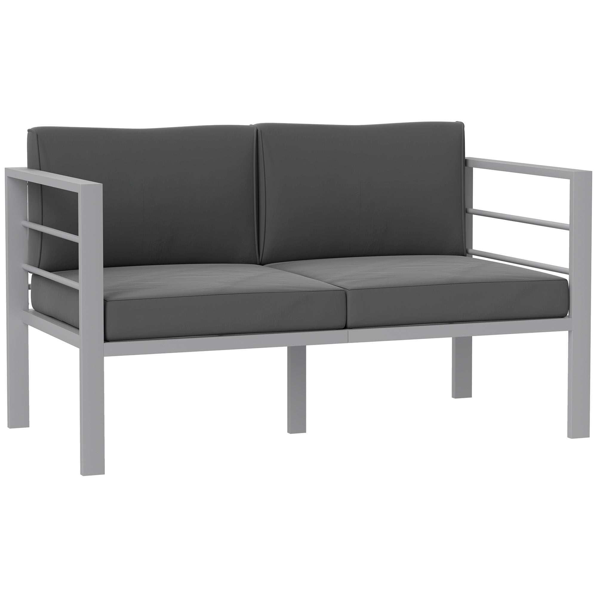 Outsunny Two-Seater Aluminium Garden Sofa - Grey
