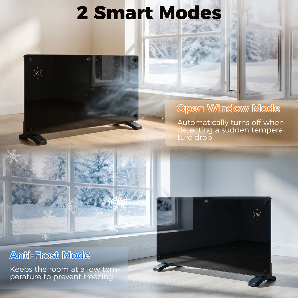 HOMCOM 1500W 5-35℃ Smart Control Heater - Black