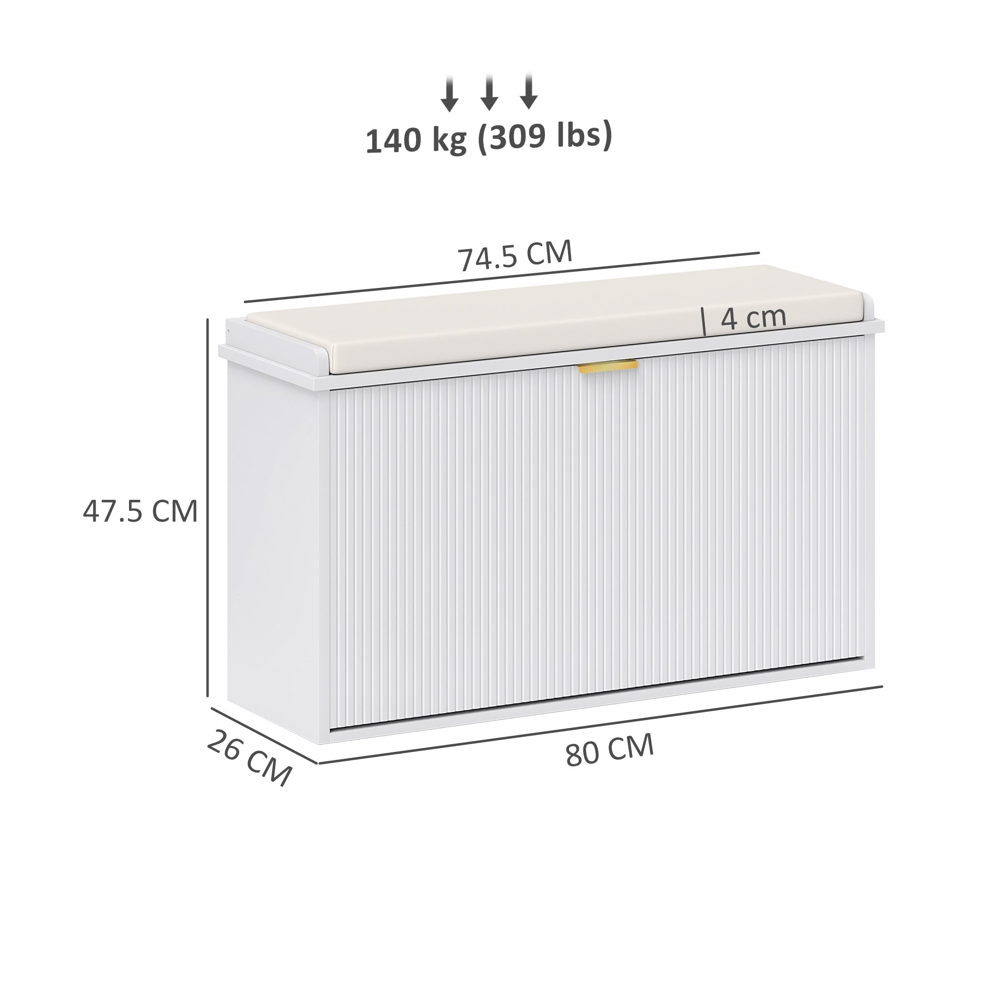HOMCOM Elegant Eight Shoe Bench, with Top Seat - White