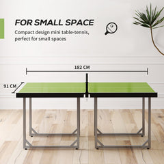 HOMCOM 6ft Table Tennis Table, Ping Pong Table with Net, Foldable and Portable Ping Pong Set for Indoor Outdoor Use, Easy Assemble, Midsize, Green