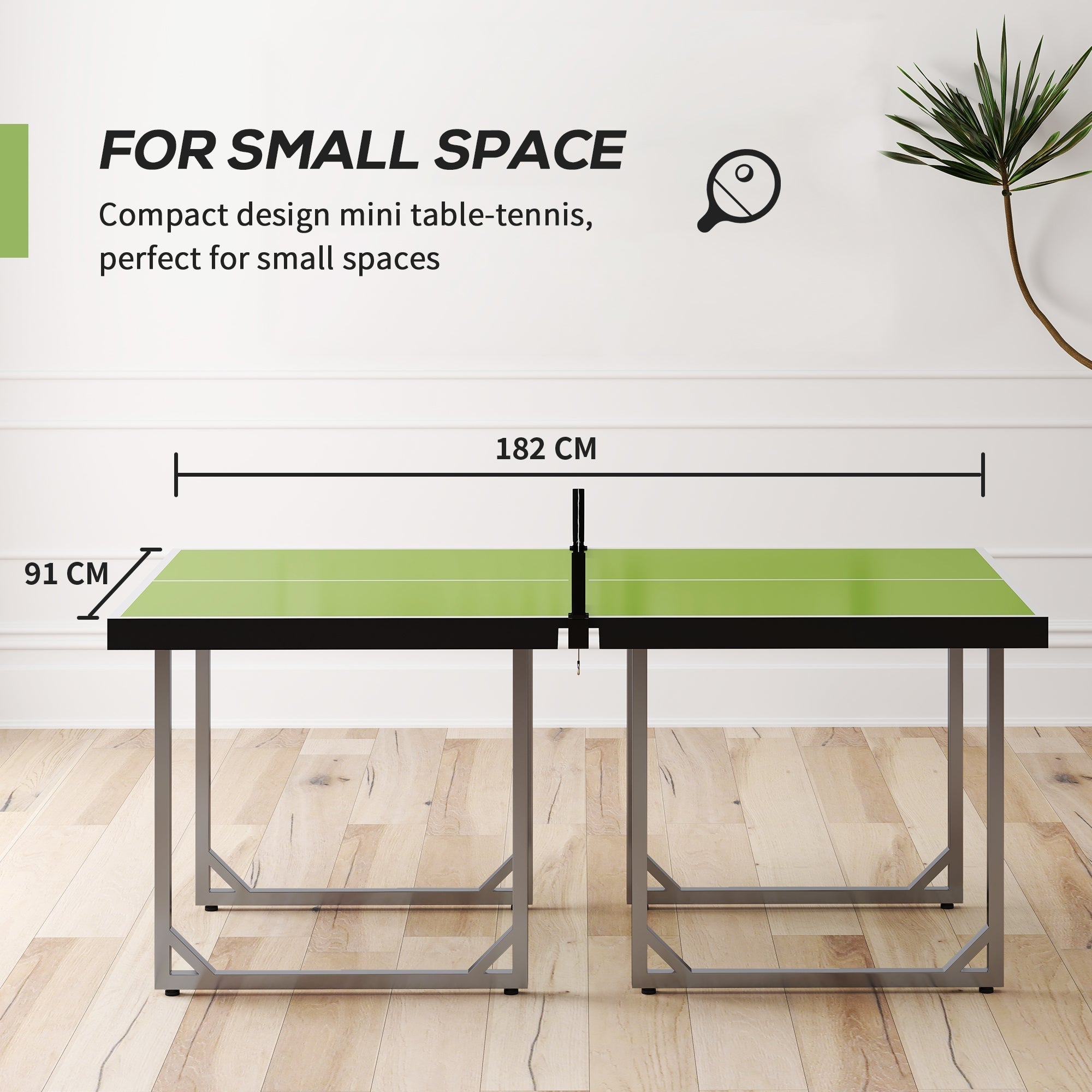 HOMCOM 6ft Table Tennis Table, Ping Pong Table with Net, Foldable and Portable Ping Pong Set for Indoor Outdoor Use, Easy Assemble, Midsize, Green