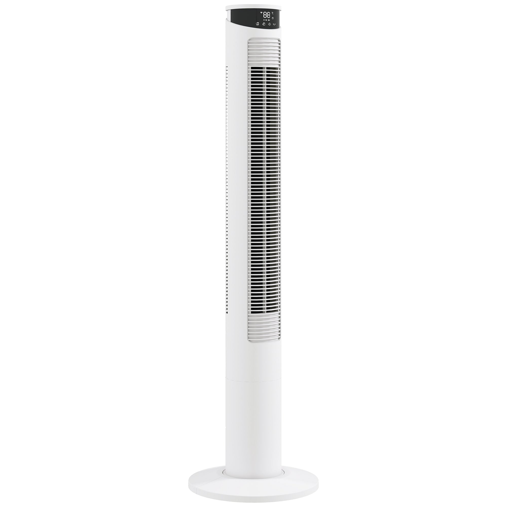 HOMCOM Tower Fan with WiFi Control Standing Floor Fan with Remote Control 116 cm White