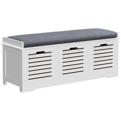 HOMCOM 3-Drawer Shoe Storage Bench - White